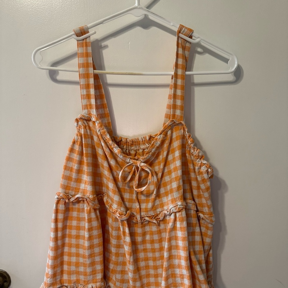 Orange Gingham Sleeveless Top